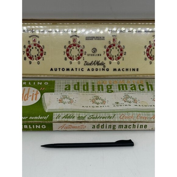 VTG Sterling Dial-A-Matic Automatic Adding Machine 8" No Pick w/ Box Collectible - Picture 6 of 9